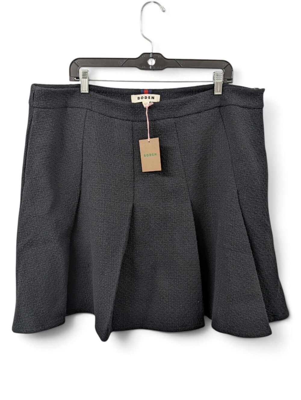 Boden NWT Waffle Knit Pleated A-Line Mini Skirt Black Textured Plus Size 20/22